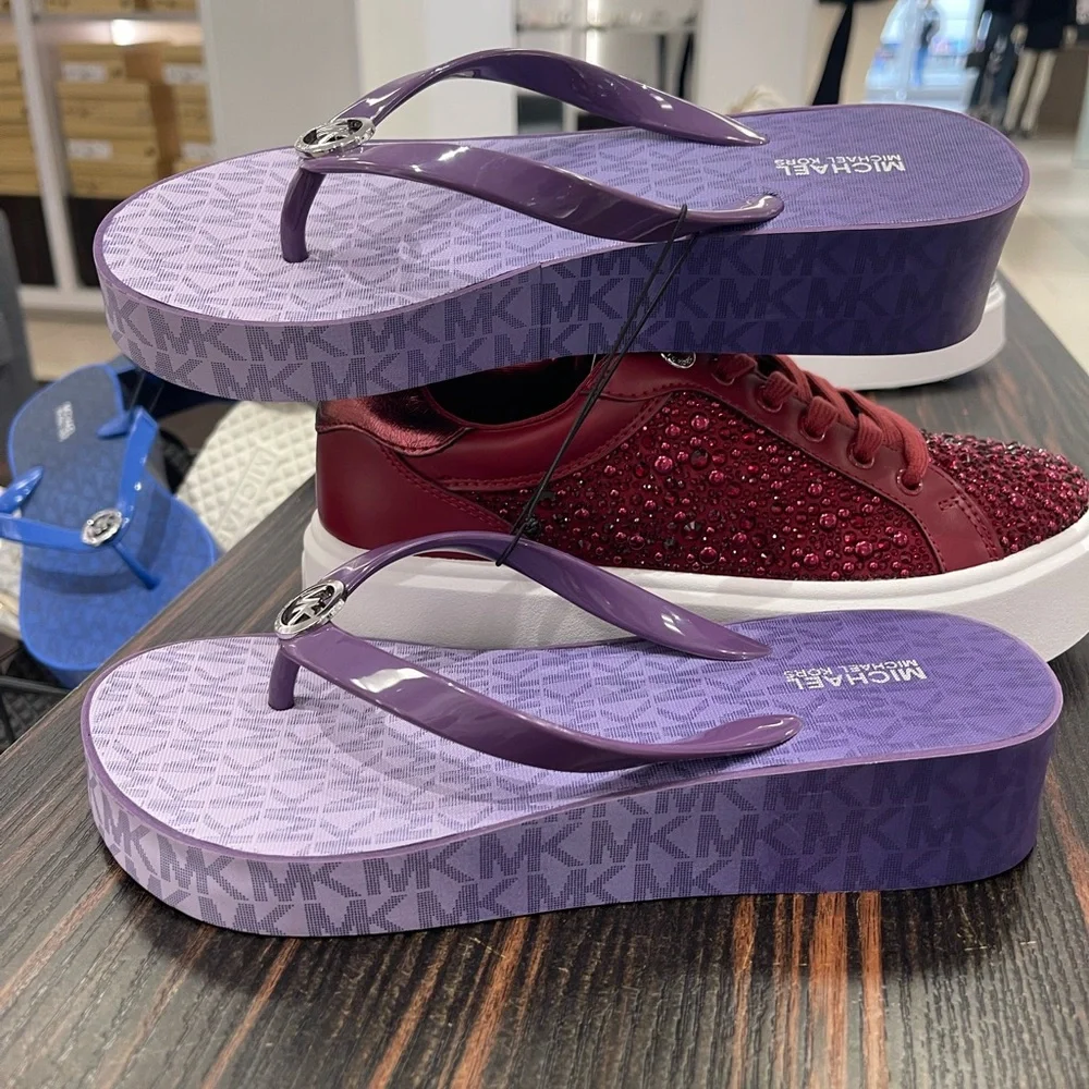 Michael Kors BEDFORD FLIP FLOP PVC/OMBRE MK SIG 49R6BDFA1Q Dark Purple Platform